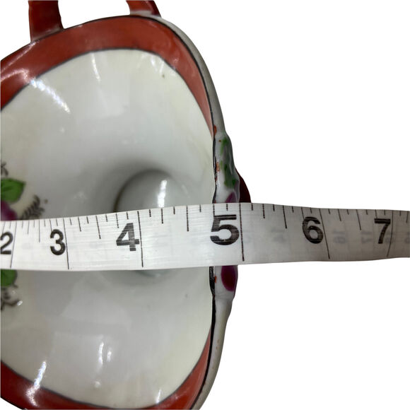 Japanese Vase Urn Planter Miniature Vintage Floral Red White Ceramic Glossy - Picture 12 of 12